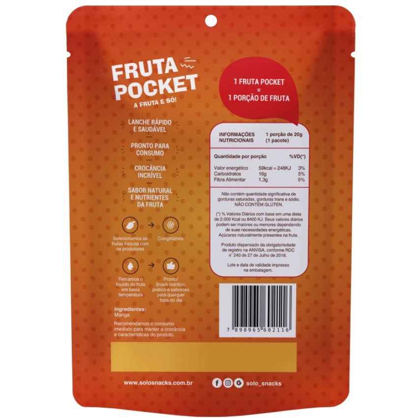 Fruta Pocket Manga Liofilizada 20g