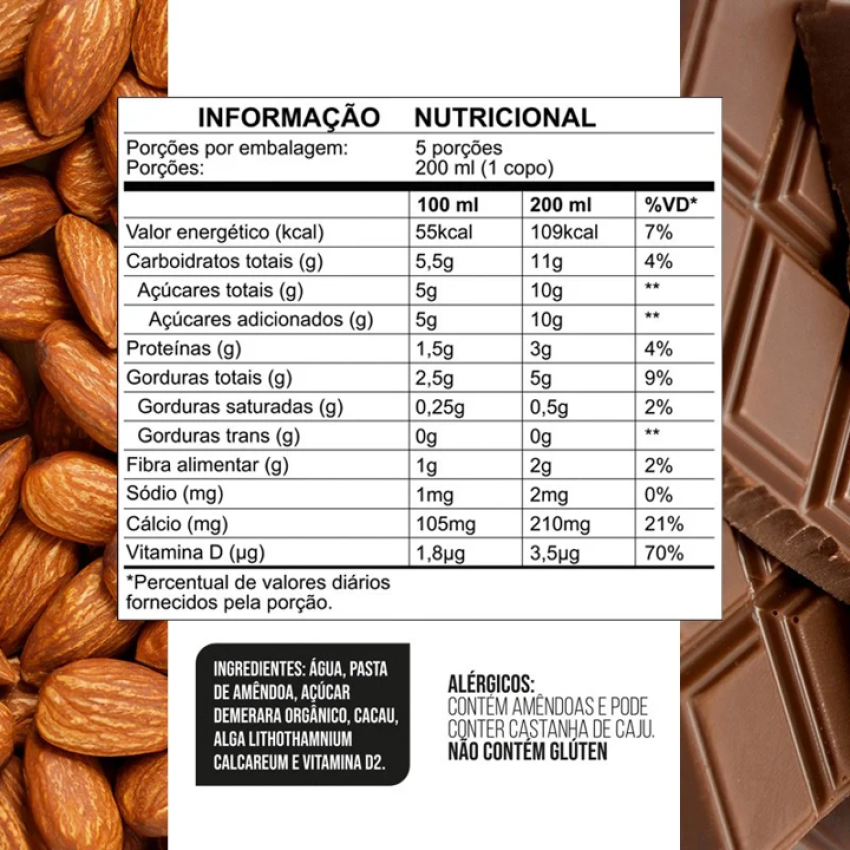 Chocoleatt 1L - Achocolatado Vegetal à base de Amêndoas 1L - Leatt