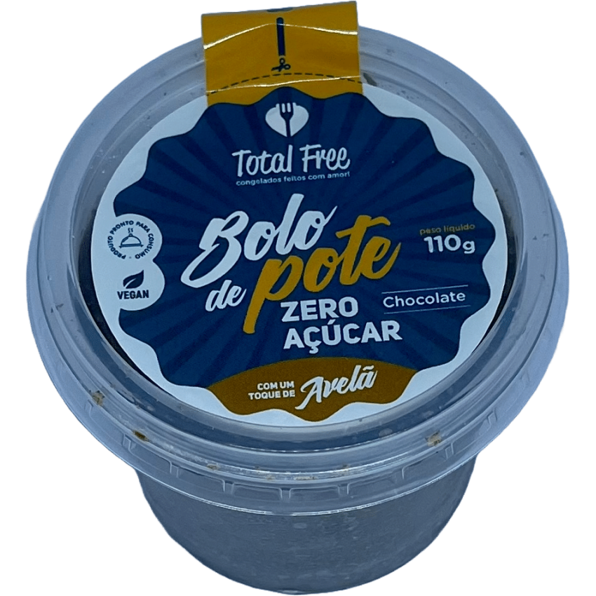 Bolo de Pote Chocolate Zero Açúcar Vegano 120g (2un) - Total Free