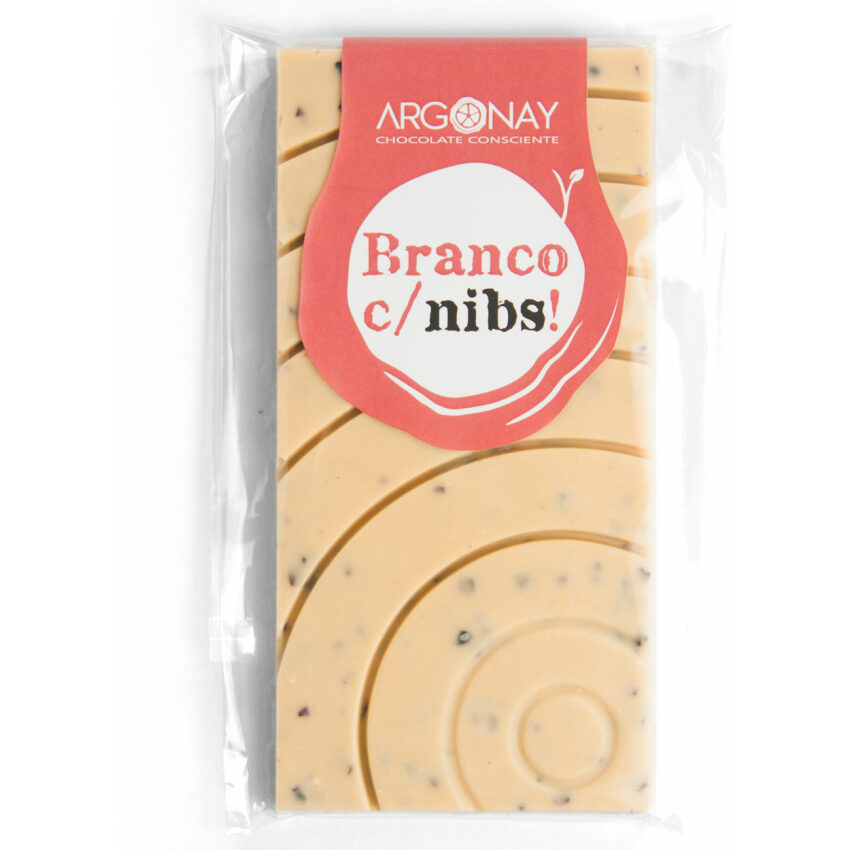 Barra de Chocolate Branco com Nibs Vegano 100g - Argonay Chocolates