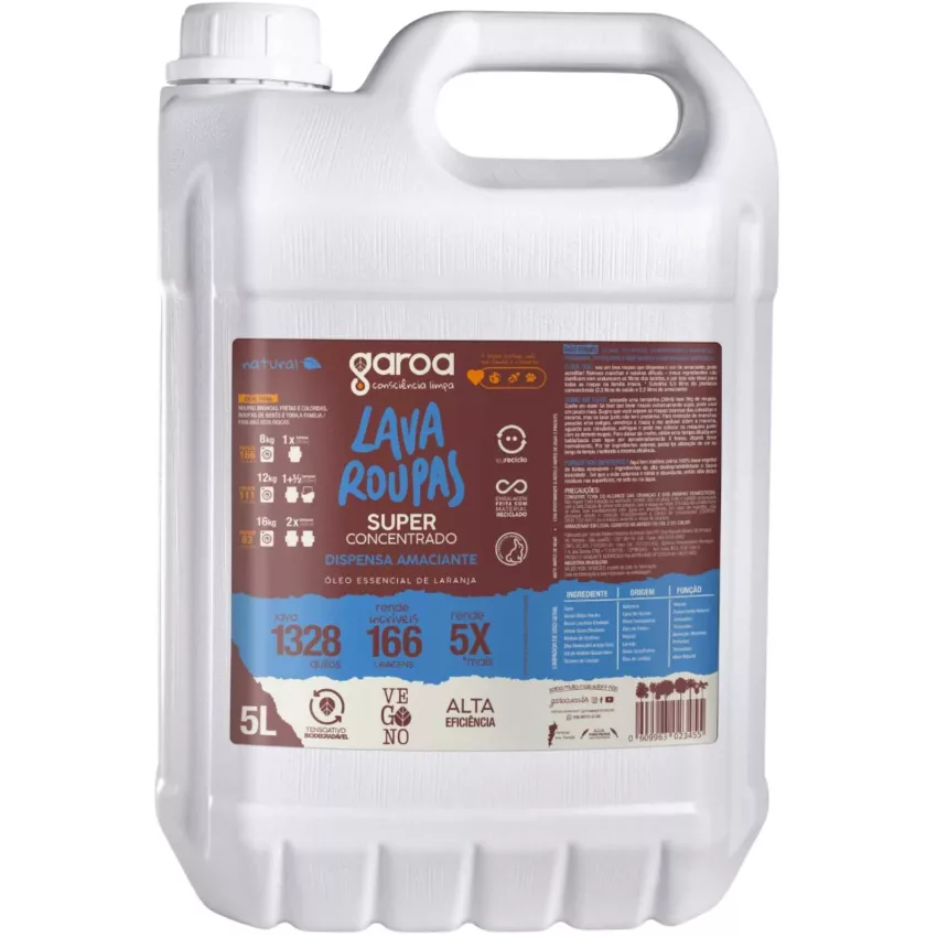 Lava Roupas Concentrado Natural - Laranja 5L - Garoa